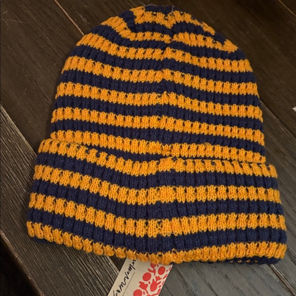Free people Striped Knit Beanie - Orange and Blue - Picture 4 of 5